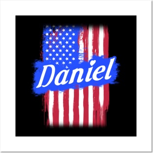 American Flag Daniel Family Gift For Men Women, Surname Last Name Posters and Art